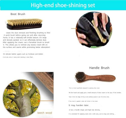 Shoe Shine Kit | Unisex Shoe Care Set | Includes Brushes, Shoe Polish, Cleaning Cloth, Sheepskin Pad, and Stain Remover | Ideal Gift Box for Home Use or as a Present