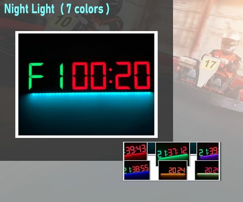 26'' Huge Home Gym Interval Workout Timers, Digital Wall Clock, with Countdown, Stopwatch, 7-Color Light, 8-Alarms, Calendar/Temperature Display, for HIIT/Tabata/FGB/EMOM (Green & Red)