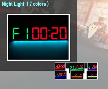 26'' Huge Home Gym Interval Workout Timers, Digital Wall Clock, with Countdown, Stopwatch, 7-Color Light, 8-Alarms, Calendar/Temperature Display, for HIIT/Tabata/FGB/EMOM (Green & Red)
