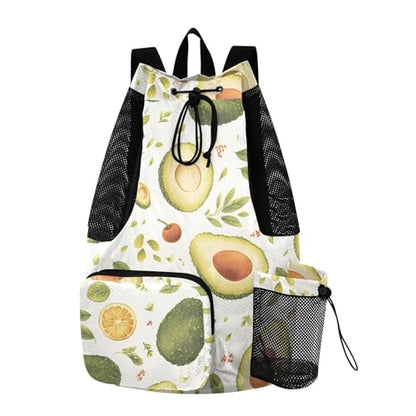 GuoChe Drawstring Backpacks Gym Swim Bag With Inside Pockets Pull String Bag Waterproof Cute Avocado White - color: Cute Avocado White