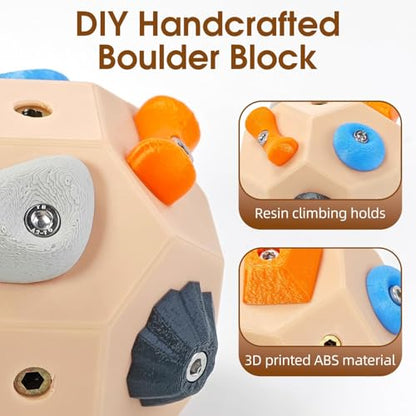 Handcrafted Boulder Blocks for Climbers 3D Rock Climbing Ball Build Strength and Precision Finger Training Tool for Rock Climbers
