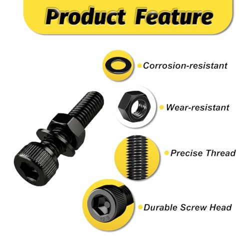 Kadrick M4 Screws Kit 365PCS, Optimized Socket Head Cap Screws Assortment with Higher Screw Ratio, Class 12.9 Alloy Steel, Black Zinc Plated M4 Bolts for Mechanical, Repair & DIY Use - size: M4 365Pcs New