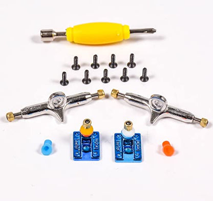 Fingerboard Trucks with Upgraded Urethane Bushings and Pivot Cup,34mm 32mm Width,Normal Kingpin (Blue, 32mm) - color: Blue, size: 32mm