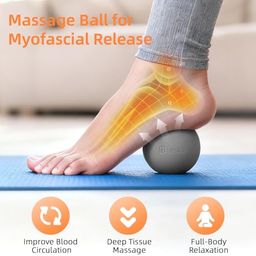 Massage Lacrosse Balls for Myofascial Release, Trigger Point Therapy | Foot Massage Ball to Relieve Plantar Fasciitis, Muscle Soreness - color: Gray