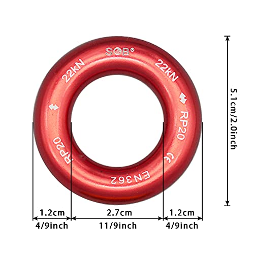 SOB Aluminum Rappel Ring Climbing Ring 40KN/22KN Pack of 2 for Rock Climbing Arborist Rescue Connection Point