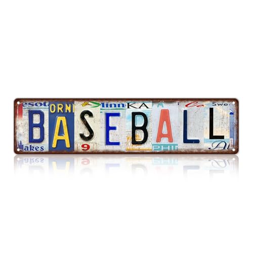 Vintage Sport Metal Tin Signs Baseball Wall Decor | Street Signs for Baseball club 16 x 4 Inches - color: Baseball Sign