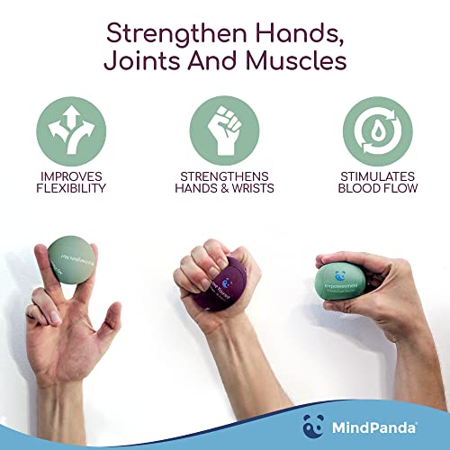 Mind & Body Stress Balls for Adults - Multi-Density Squeeze Balls for Hand Therapy & Grip Strengthening - Stress & Anxiety Relief - Choose 3-Ball (Soft, Medium & Hard) or 2-Ball (Soft & Hard) Sets - color: Empowering - Rose, Mint, Plumb