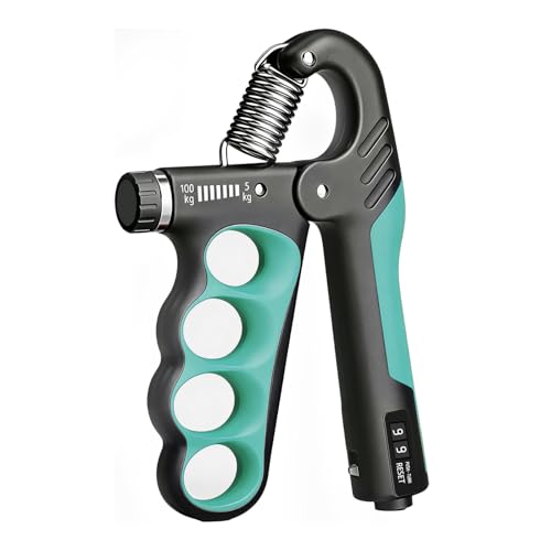 Hand Gripper Strengthener, 11-220LBs Adjustable Resistance Grip Strength Trainer with Counter, Forearm Exerciser for Injury Recovery and Muscle Building - color: Blue