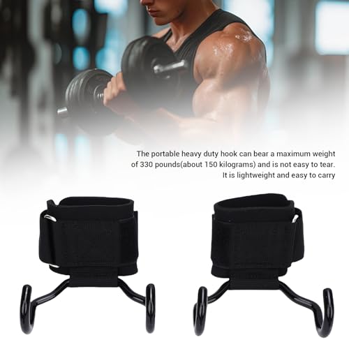 Greensen Adjustable Weight Lifting Hooks with Non-Slip Rubber Grip, Heavy-Duty Wrist Straps for Strength Training & Pull-Ups, 330 lbs Capacity