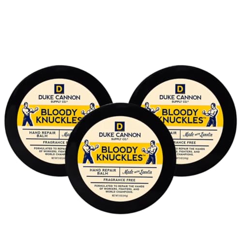 Duke Cannon Bloody Knuckles Hand Repair Balm, 5 oz (Pack of 3), Unscented | Heavy-duty hand repair balm deeply moisturizes dry, cracked hands without leaving a greasy residue. - size: 5 Ounce (Pack of 3)