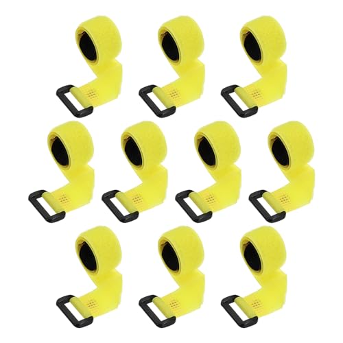 PATIKIL 0.8"x12" Reusable Cinch Straps, 10Pcs Adjustable Nylon Multipurpose Hook and Loop Cable Securing Straps with Plastic Buckle for Organizer Storage Cables Cords Ropes, Yellow - color: Yellow, size: 0.8" x 12"