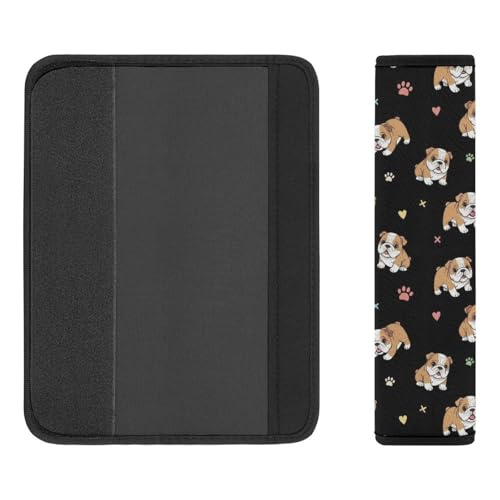 2 Pack English Bulldog Funny Seat Belt Cover Universal Fit Seat Belt Cushion for Kids, Stroller Pushchair High Chair, Neck and Shoulder Support - color: Pattern 1151