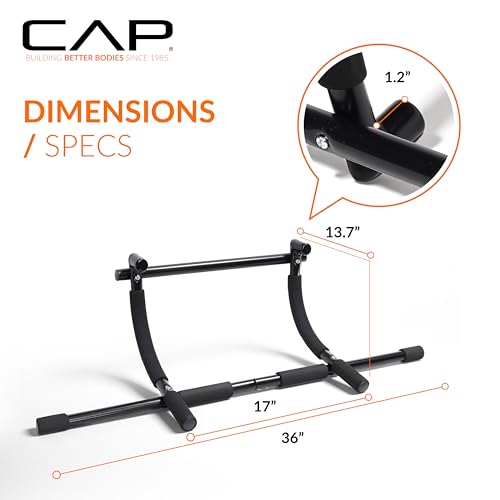 CAP Barbell Xtreme Doorway Pull-Up Bar | Portable Door Frame Chin-Up & Push-Up Bar for Home Gym | 300 lb Capacity Calisthenics Strength Equipment | No-Drill Indoor Workout Trainer