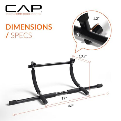 CAP Barbell Xtreme Doorway Pull-Up Bar | Portable Door Frame Chin-Up & Push-Up Bar for Home Gym | 300 lb Capacity Calisthenics Strength Equipment | No-Drill Indoor Workout Trainer