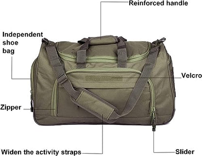 HYKING Gym Bag for Women & Men Tactical Duffle Military Weekender Work Out Lightweight Waterproof Sports Tote Shoe Pocket Green - color: Green