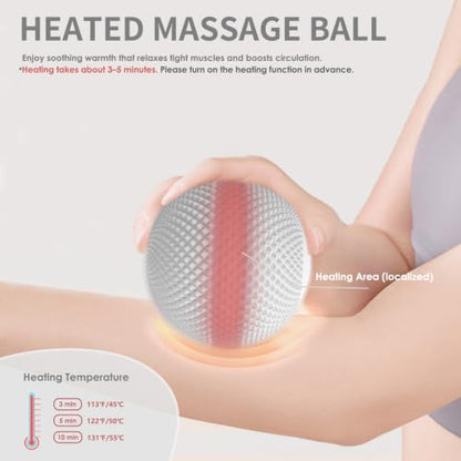 Heating Vibrating Massage Ball with 7 Modes & Memory Function for Myofascial Release, Deep Tissue and Trigger Point Muscle Therapy - Targets Back, Hip, Leg, Neck & Foot (Gray) - color: Gray