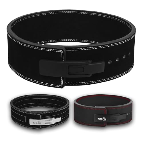 DEFY Weightlifting Lever Belt – 4” Wide Powerlifting Strongman Gym Belt for Men & Women – 10MM Lever Belt for Lower Back Support, Workout, Deadlift & IPF Bodybuilding - color: Black Embossed, size: Small