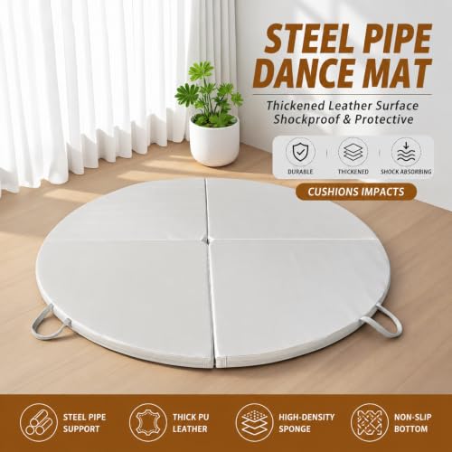 HARELA White Folding Portable Pole Dance Crash Pad, Stripper Pole Mat with Pearl Cotton Filling & PU Leather, Foldable Stripper Pole Crash Pad for Home Studios, Yoga, Gym - size: 160x10cm/63x3.94"