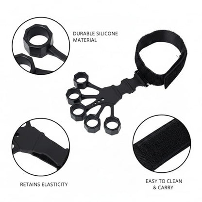 Silicone Finger Resistance Band for Hand Strength & Extension Exercise - Portable Grip Trainer for Fitness & Office Use (Black, 1 Pack)