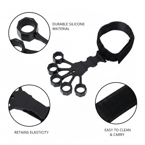 Silicone Finger Resistance Band for Hand Strength and Extension - Portable Grip Trainer for Musicians, Climbers and Fitness (1 Pack, Black)