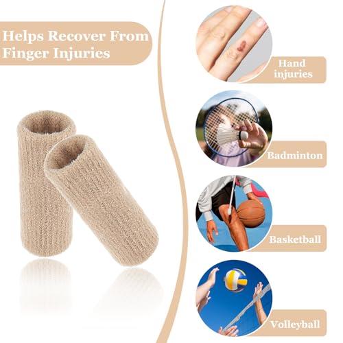 Xindojuz 30 PCS Finger Sleeves Protectors, Finger Sleeves for Arthritis Thumb Splint Brace Support Protector for Relieving Pain Breathable Fingers Tape for Basketball Golf Sports Aid Support