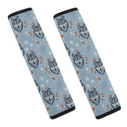 2 Pack Snow Wolves Lovers Car Seat Belt Pad Soft Padded Seat Belt Cushion for Child, Stroller Pushchair High Chair, Shock Absorption - color: Pattern 94