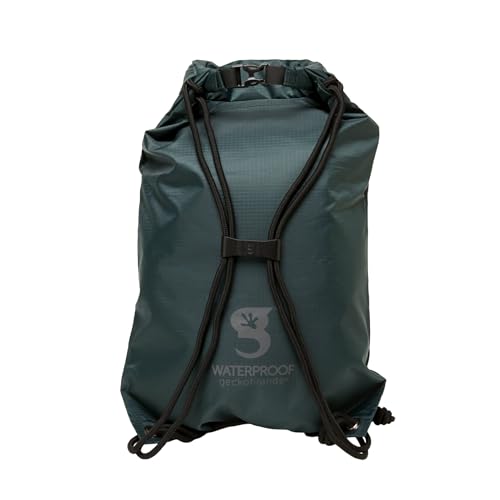 geckobrands Embark 10L Drawstring Backpack – Waterproof, Lightweight Dry Bag for Beach, Hiking, and Light Water Activities - color: Green/Grey