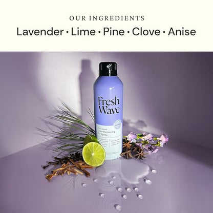 Fresh Wave Lavender Air Freshener Spray, 8 oz, 2-Pack Room Odor Eliminator | Non-aerosol fine mist, Plant oil formula, Paraben- and phthalate-free, Bathroom and pet area safe, Fabric and furniture use - size: 8 Ounce (Pack of 2)