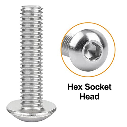 M8-1.25 x 16/20/25/30/40mm Button Head Socket Cap Screws VIGRUE 135PCS M8 Allen Hex Drive Screws Nuts Washers Assortment Kit 18-8 Stainless Steel 304, Bright Finish, Fully Threaded - size: m8 button stainless 16-40mm