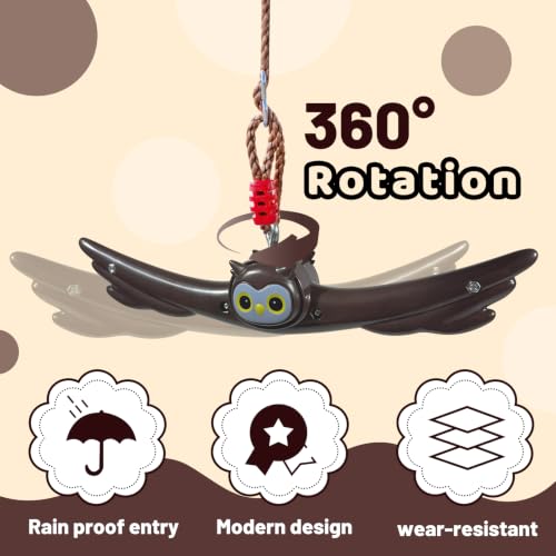 Ninja Twist Swing-360 Degree Handle Rotation Promotes Sensory Development, Arm Strength,Swingset Accessories Outdoor-Swing Spins Set (Brown) - color: Brown