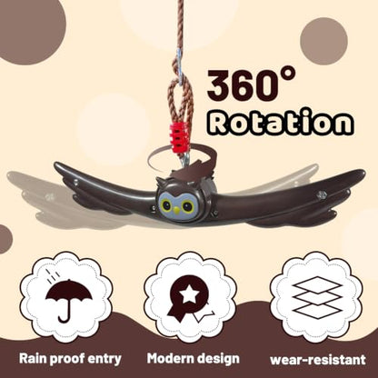Ninja Twist Swing-360 Degree Handle Rotation Promotes Sensory Development, Arm Strength,Swingset Accessories Outdoor-Swing Spins Set (Brown) - color: Brown