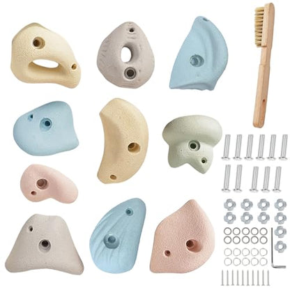 Premium Resin Rock Climbing Holds for All Ages, Large Training Rock Climbing Wall Grips Indoor/Outdoor, Rock-Like Texture Climbing Wall with Mounting Hardware - color: 10 Pcs
