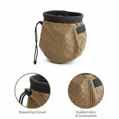 Climbing Chalk Bag with Drawstring Closure - Lightweight Waist Pouch for Rock Climbing, Bouldering & Gym Training (6.7 Inch Opening) - color: Brown