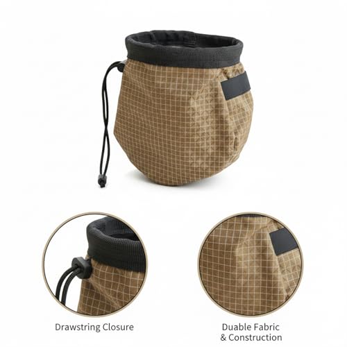 Climbing Chalk Bag with Drawstring Closure Lightweight Waist Pouch for Rock Climbing & Bouldering 6.7 Inch Opening - color: Brown