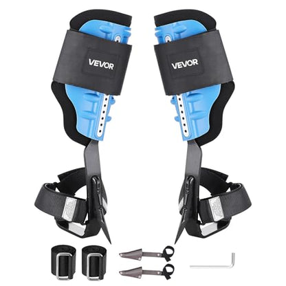 VEVOR Tree Climbing Spikes, 1 Pair Height-Adjustable Climbing Spurs, 350lbs Load Capacity Tree Climbing Gear with Straps, Arborist Equipment for Climbers, Hunting, Fruit Picking - color: Sky Blue