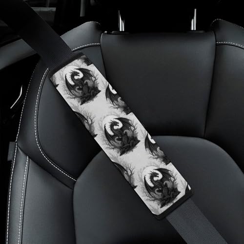 2PCS Black Dragon Cool Seat Belt Cover Breathable Seat Belt Cushion for Adults and Children, All Vehicles, Comfortable Driving - color: Pattern 1242