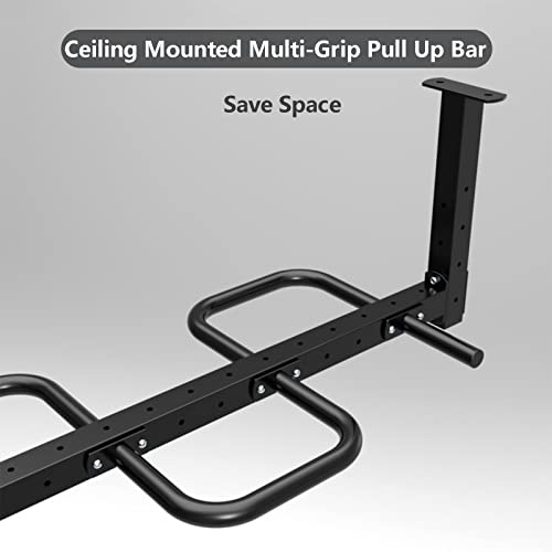 Heavy Duty Multi Grip Pull Up Bar Ceiling Mount, Multifunction Exercise Hanging Bar for Home Workouts, Indoor Upper Body Trainer Strength Training Pull-Up Bars, Steel, Max Load-Bearing 1100lbs - color: 3 siamesed