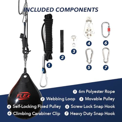 OHMY Flex Adjustable Water Punching Bag 22" 210 Pound with Easy-Lift 3:1 Pulley System - style: OHMY FLEX ADJUSTABLE WATER PUNCHING BAG 15" 55 Pound with Easy-Lift 2:1 pulley system