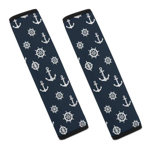 2 Piece Universal Soft and Comfortable Seat Belt Shoulder Pad for Kids, Most Cars, Nautical Anchor Navy Blue Seat Belt Covers Cushion, Neck and Shoulder Support - color: Pattern 231