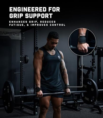 Gymreapers GripLink Lifting Straps – Heavy Duty D-Ring Weight Lifting Wrist Straps with Anti-Slip Silicone Grip Beads, Adjustable Support for Deadlifts, Powerlifting, Cable Machines & Gym Training - color: Black/Black