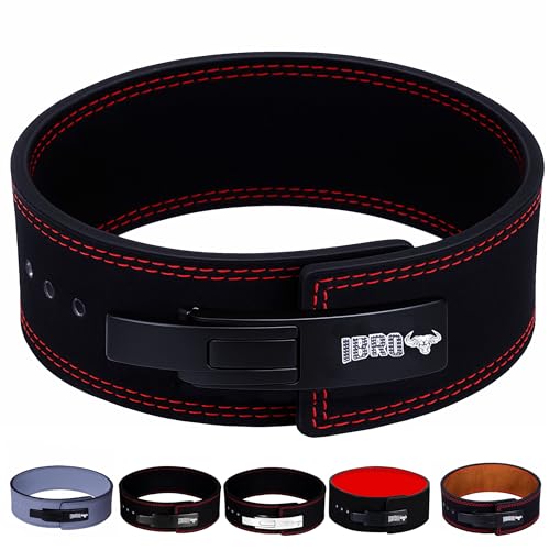IBRO Powerlifting Lever Gym Belt – Power 8MM, 10MM or 13MM Extreme Heavy Duty Genuine Leather Belts - Squats Deadlifts Bodybuilding Weight Lifting IPF Power Lifting Strongman for Men - color: 10mm AllBlack, size: Large