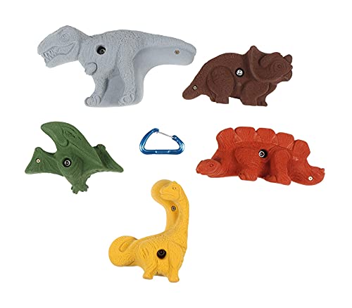 Atomik Rock Climbing Holds Set of 5 XL Dinosaur Shapes in Assorted Earth Tones