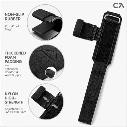 Weight Lifting Hooks (Pair) for Deadlifts, Pull Ups, Rows & Shrugs - Heavy Duty Gym Hooks with 8mm Padded Wrist Straps, Secure Grip Support for Weightlifting, Powerlifting & Strength Training - color: Black