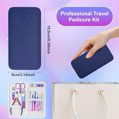 CGBE 12Pcs Manicure Set Nail Clippers Pedicure Kit Men Women Grooming kit Manicure Professional Nail Care Tools Gift with Luxurious Travel Case - color: Colorful-12pcs
