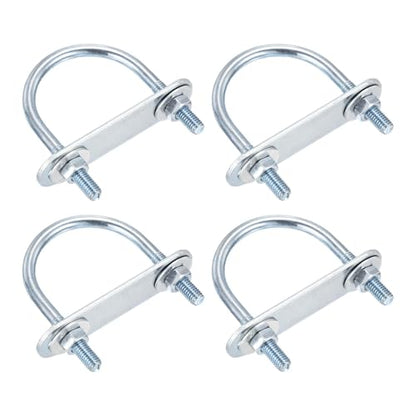 DTGN M6x42x61mm U Bolts Round Kit - 4Set - Carbon Steel U-Bolt Kit with Nuts, Washers, Frame Plate - Good for Pipe, Trailer, Automotive, Leaf Spring Fastener - size: M6x42x61mm