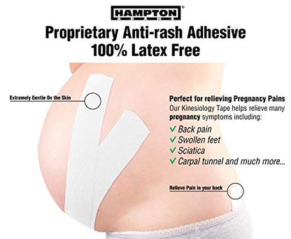 Hampton Adams | As Seen on Shark Tank | Elastic Kinesiology Tape (2-Pack) | Uncut Athletic Tape Supports & Protects Muscles Knees Shoulders & Plantar Fasciitis | Waterproof Hypoallergenic (White) - color: White, size: 2in x 16ft (2 Rolls)