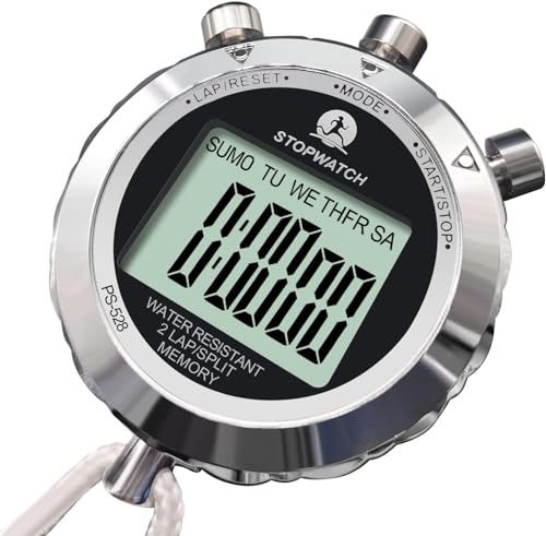 Stopwatch, Metal Stop Watch for Sports 10/100/400 Laps, Stopwatches Timer for Coach Sports Running with 0.01second & 0.001second Timing, Conutdown, Alarm - color: 2 Lap Metal