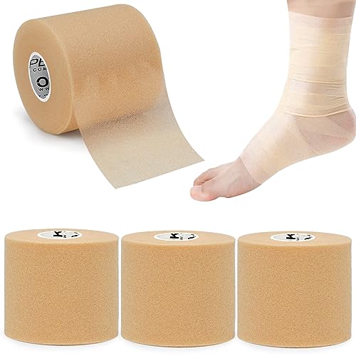 OK TAPE Pre Wrap Tape (4-Rolls, 120 Yards) - Athletic Foam Underwrap for Sports, Protect for Ankles Wrists Hands and Knees, 2.75 Inches - Beige - color: Beige, size: 2.75 Inch x 30 Yards