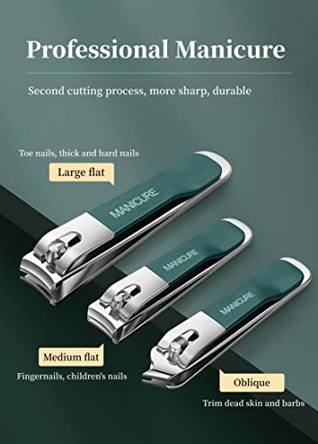4 Pcs Manicure Set Stainless Steel Nail Clippers, Beauty Tool Portable Set Professional Grooming Kits, Travel Nail Kit for Men and Women (Green) - color: Green