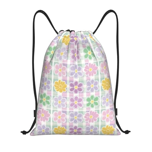 Drawstring Sports Backpacks - Lightweight Swim Gym Bags for Women Men String Sackpack for Beach Travel Yoga(Medium, Retro Flowers) - color: Retro Flowers, size: Medium
